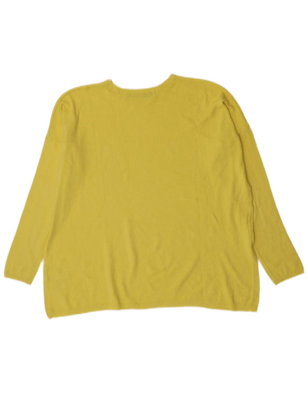 Zara Dame Oversized Boat Neck Jumper Sweater UK 14 Medium Gul Bomuld