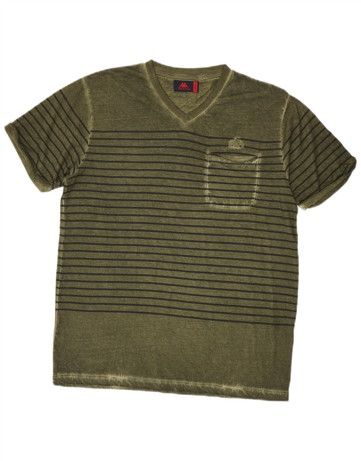 Kappa Herre T-Shirt Top Stor Grøn Stribet Bomuld