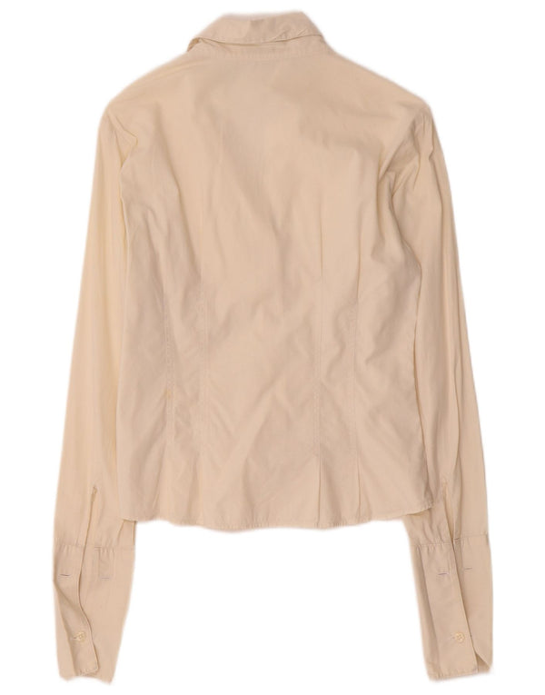 Benetton formel skjorte til kvinder UK 6 XS Off White Bomuld