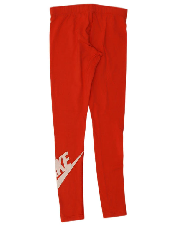 Nike Dame Grafiske Leggings UK 8 Small Orange Bomuld