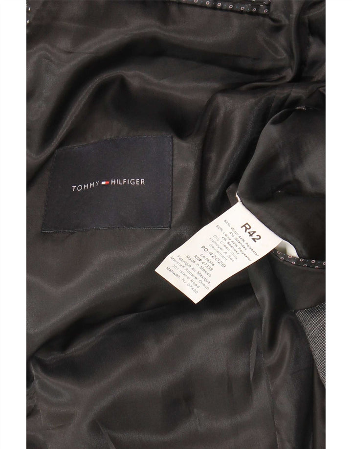 Tommy Hilfiger Herre 2-knaps blazerjakke UK 42 XL Grå ternet uld