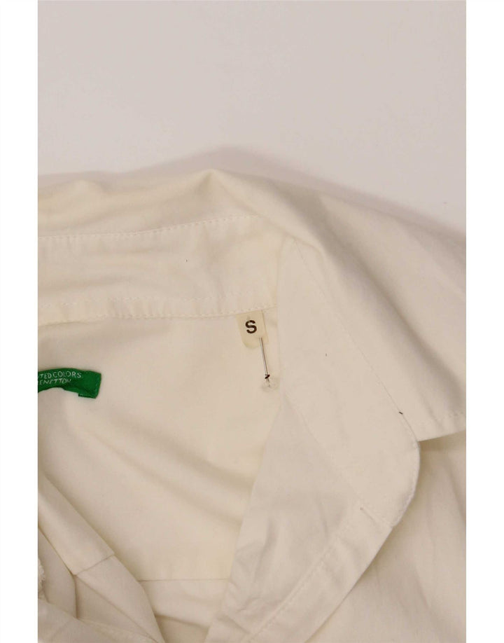 Benetton Dame Pullover Shirt UK 10 Small White Bomuld
