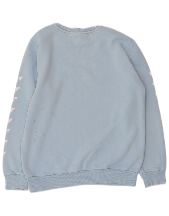 ADIDAS Boys Graphic Sweatshirt Jumper 13-14 Years Blue Cotton