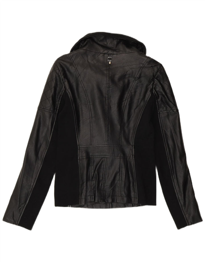 Twin-Set Womens Læder Biker Jacket UK 12 Medium Black