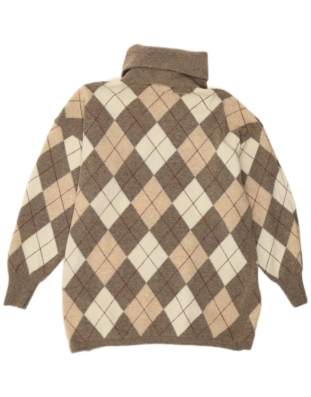 Gispa Dame Roll Neck Jumper Sweater UK 18 XL Grå Argyle/Diamond