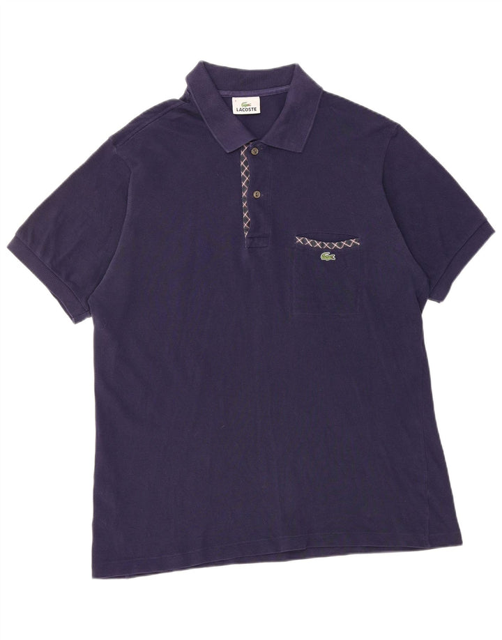 LACOSTE Mens Polo Shirt Size 4 Medium Navy Blue Cotton