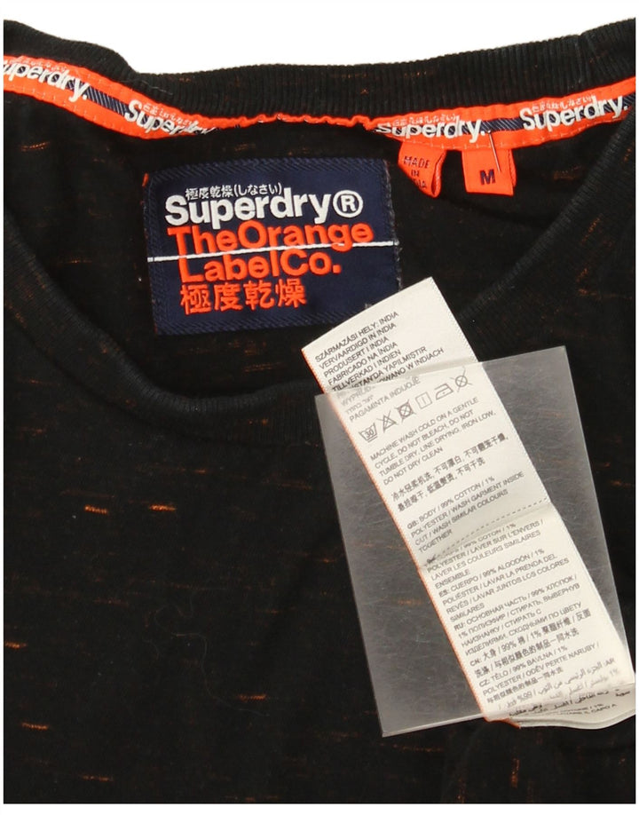 Superdry T-shirt top til mænd, medium sort flækket bomuld