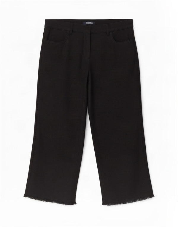 Max Mara Womens Cropped Trousers UK 10 Small W27 L24 Navy Blue Linen