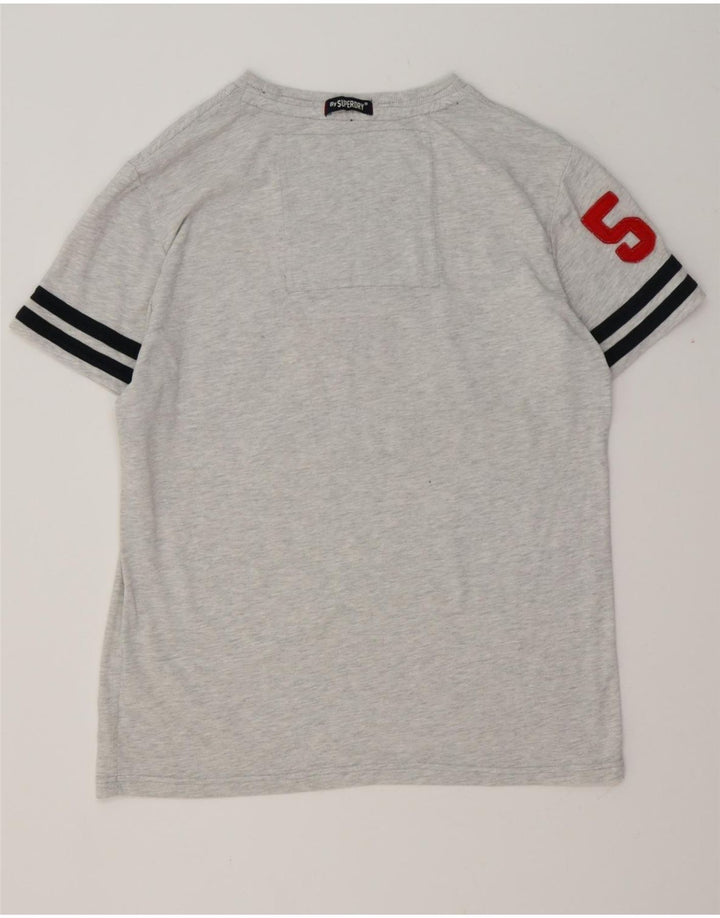 SUPERDRY Herre grafisk T-shirt Top 2XL Grå Flecked Bomuld