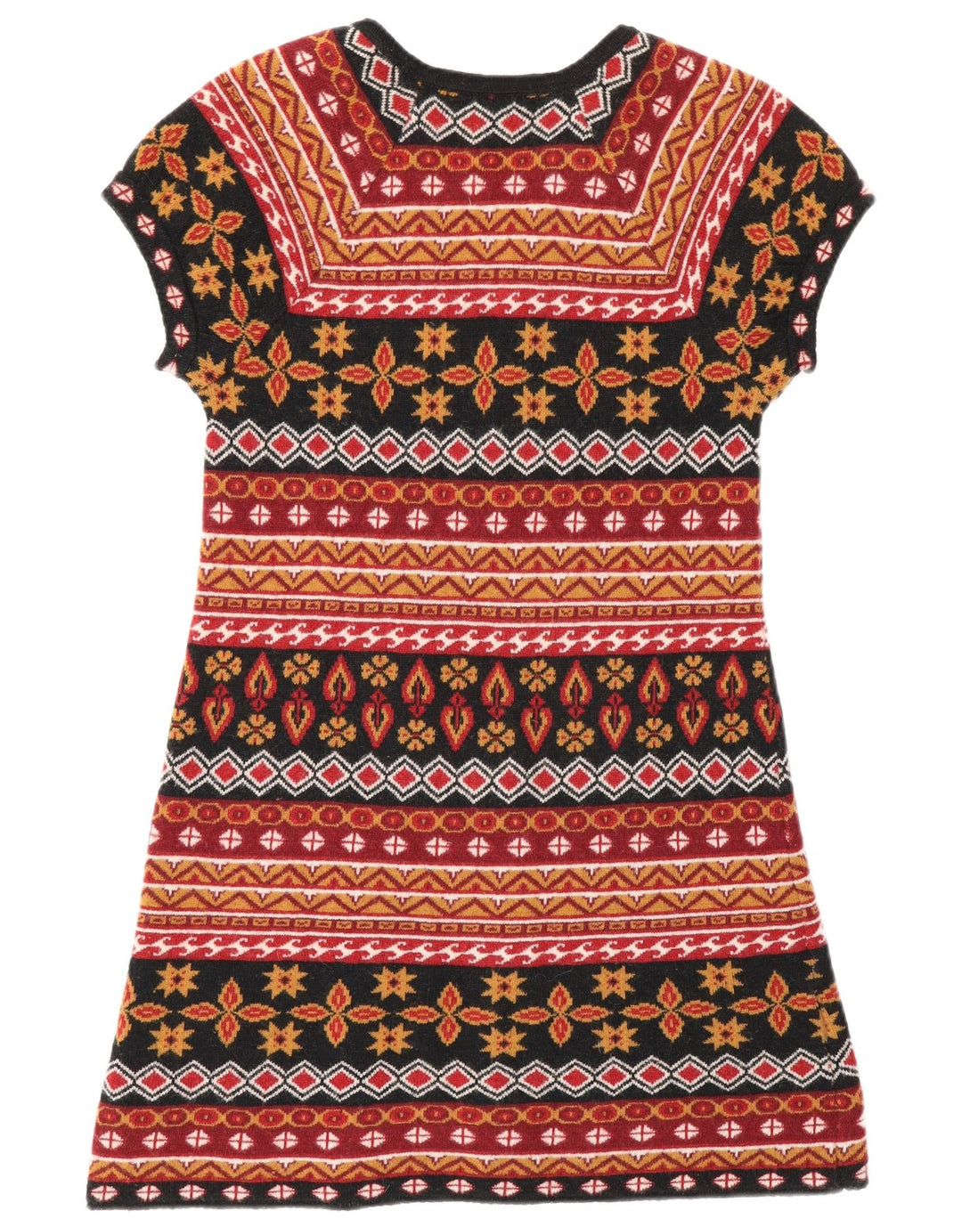 Zara Dame Jumper Dress UK 12 Medium Flerfarvet geometrisk uld