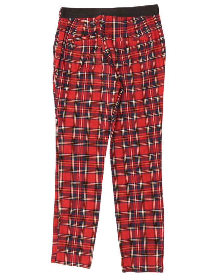 Zara Slim Casual Bukser Små W26 L26 rødternet polyester