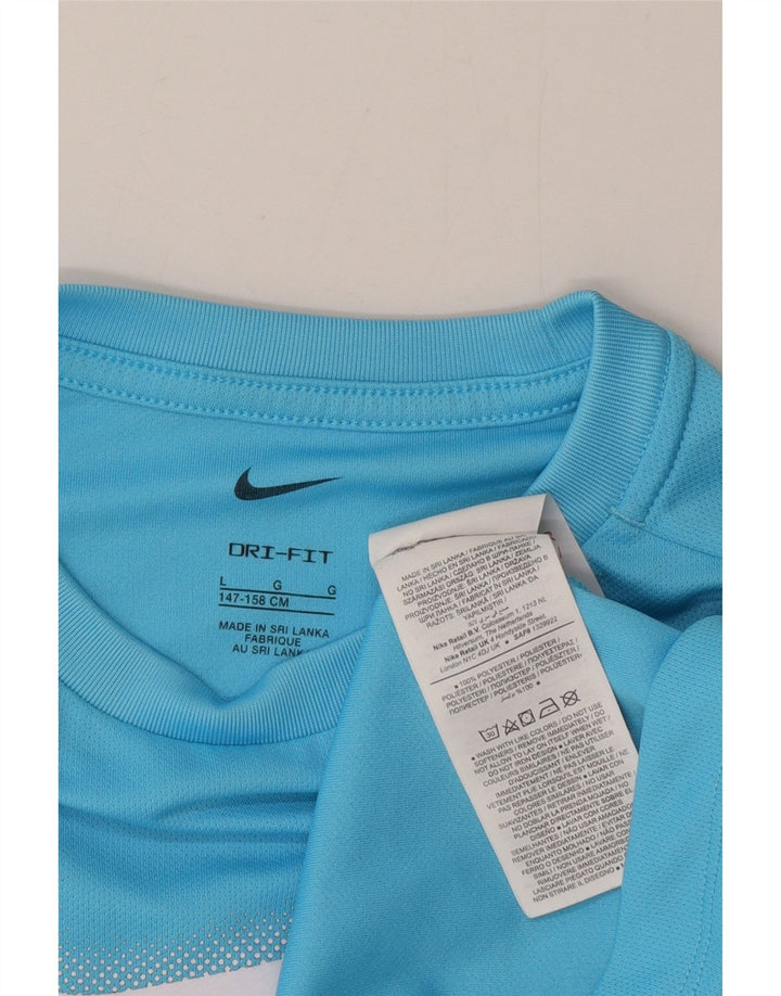 Nike drenge Dri Fit grafisk T-shirt top 12-13 år stor blå polyester