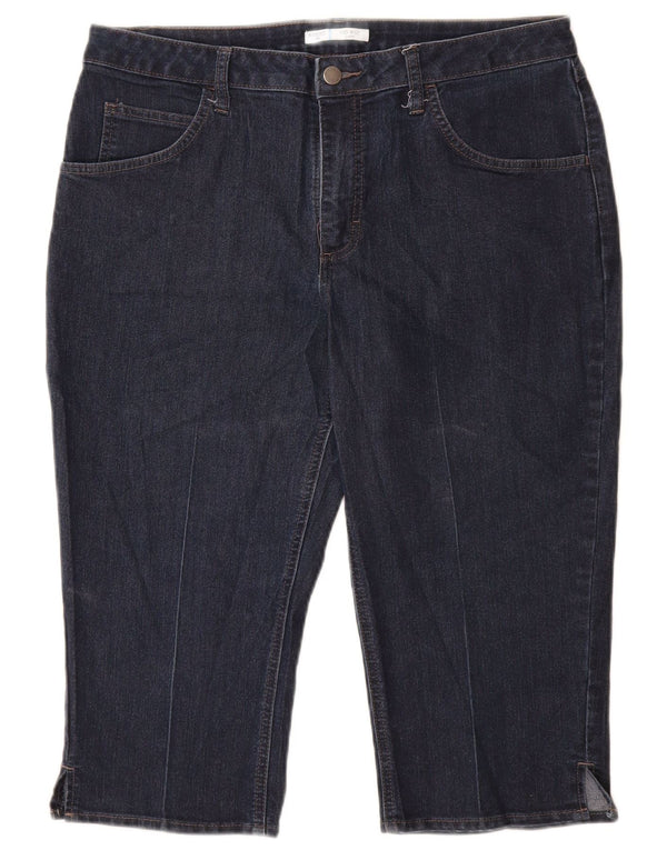 LEE Womens Riders Mid Rise Capri Jeans US 14 Large W34 L19 Navy Blue
