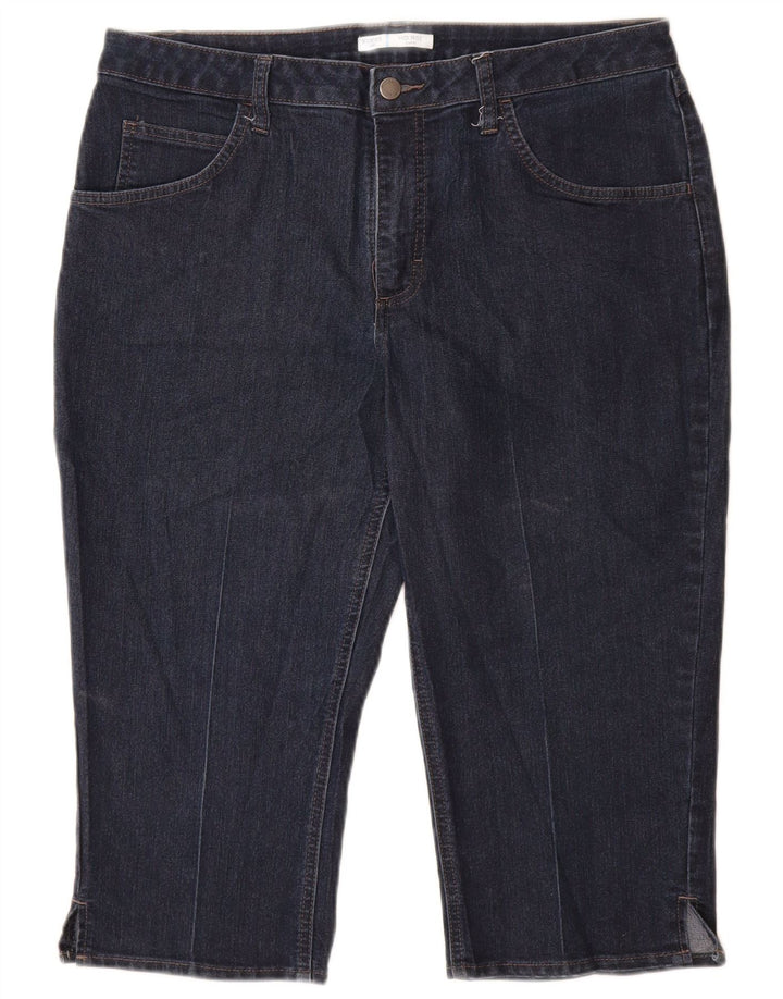 LEE Womens Riders Mid Rise Capri Jeans US 14 Large W34 L19 Navy Blue