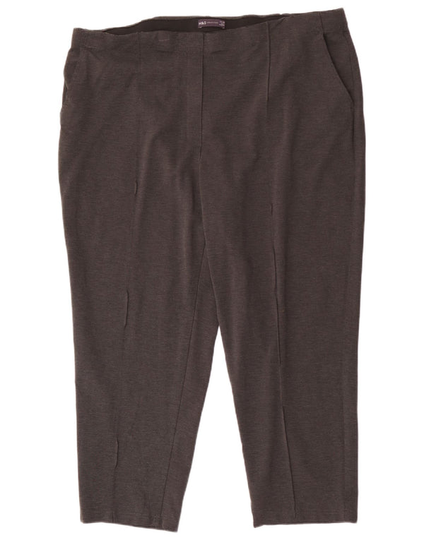 Marks & Spencer Womens Straight Cropped Trousers UK 24 4XL W40 L25 Grey