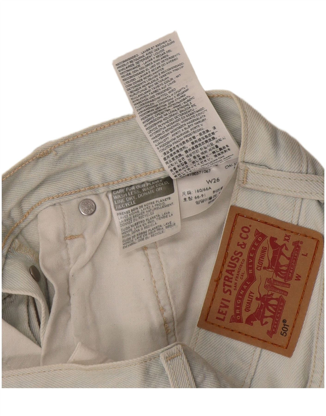 Levi's Womens 501 Distressed Denim Shorts W26 Små blå bomuld