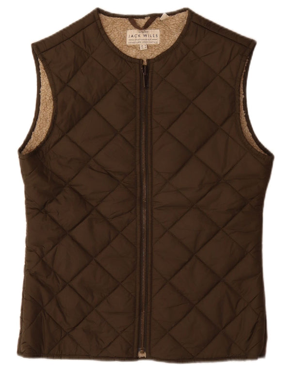 Jack Wills Dame Sherpa Polstret Gilet UK 8 Small Khaki Nylon