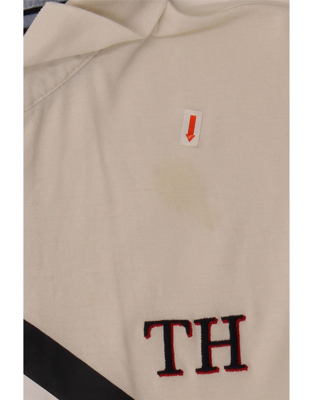TOMMY HILFIGER Mens Regular Fit Polo Shirt Small White Striped Cotton