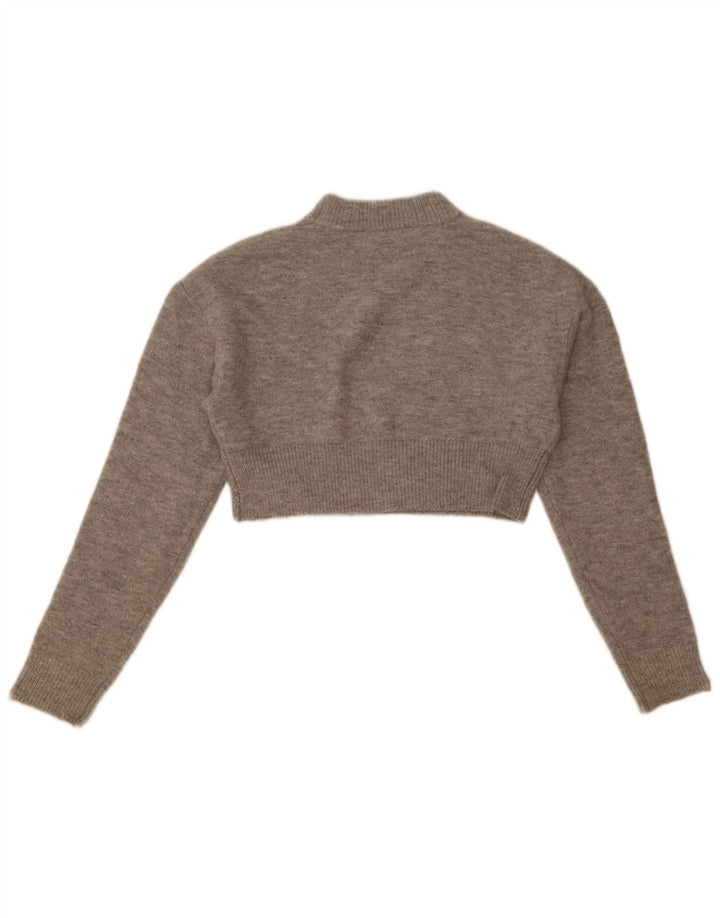 Zara Womens Crop Turtle Neck Jumper Sweater UK 10 Small Grey Flecked