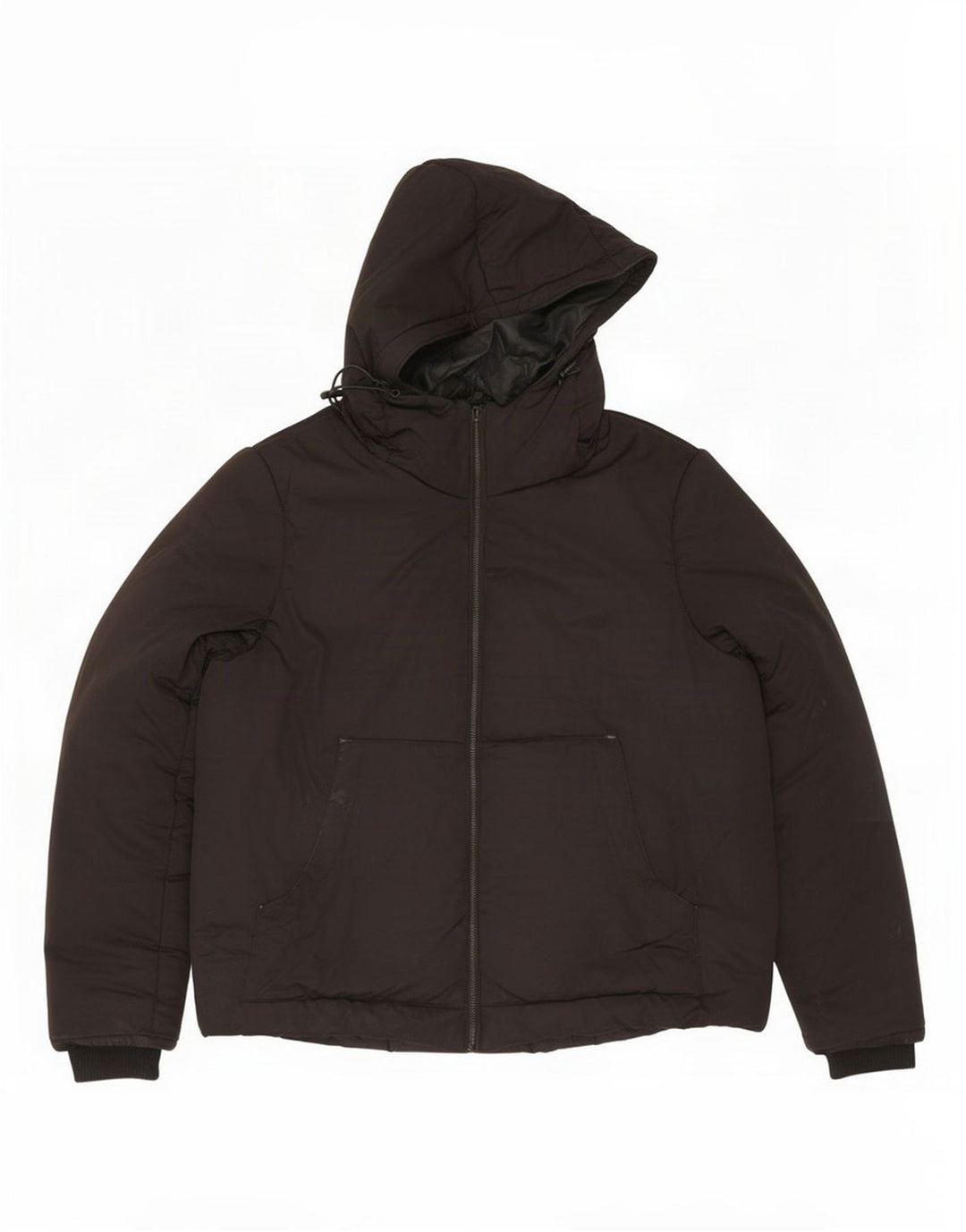 Zara Herre hættepolstret jakke UK 38 Medium Sort Polyester