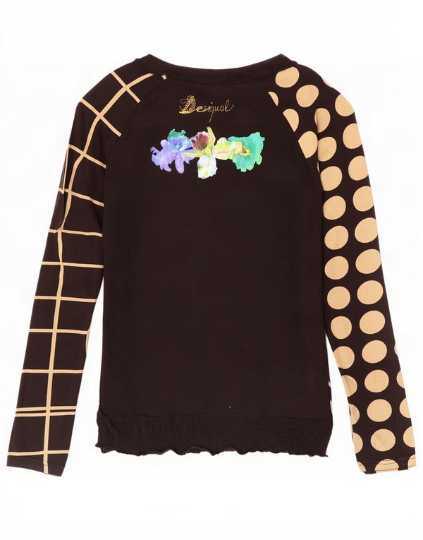 Desigual Dame Grafisk Top Langærmet UK 10 Small Black Floral Bomuld