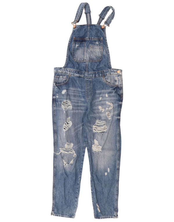Zara Dame Trafaluc Distressed Dungarees Slim Jeans Medium W32 L27 Blå