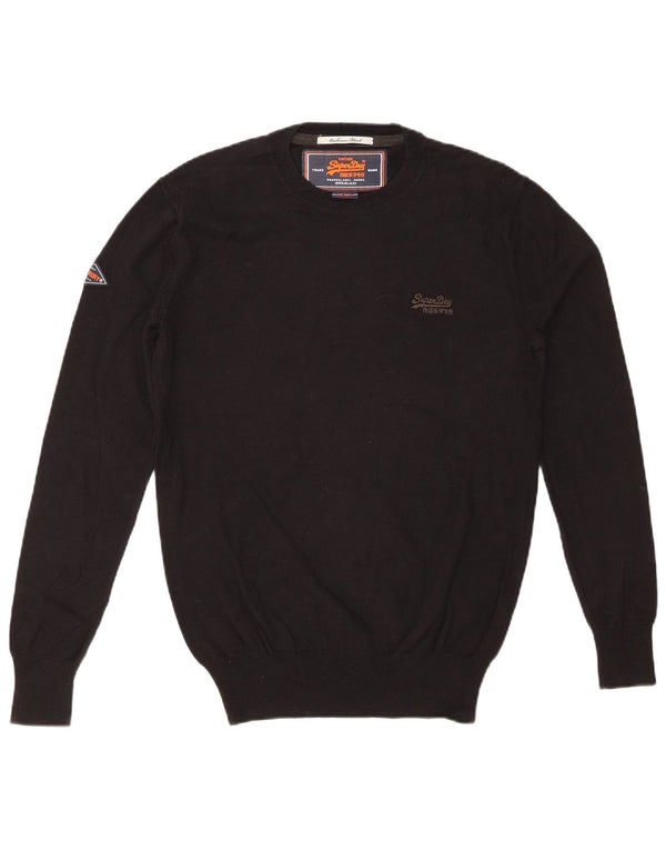 SUPERDRY Herre sweater med rund hals, lille sort bomuld