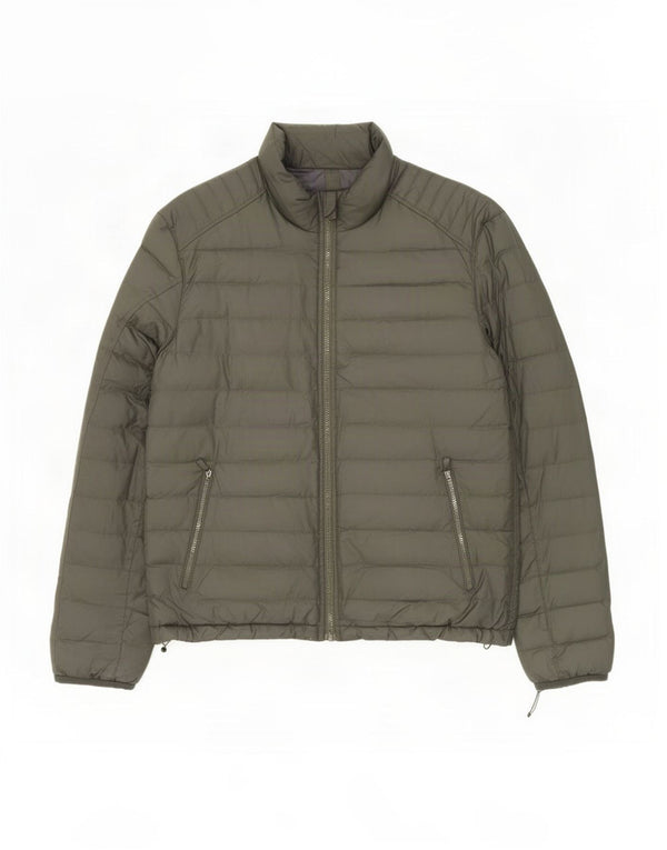Massimo Dutti Herre Polstret Jakke UK 40 Stor Khaki Polyester