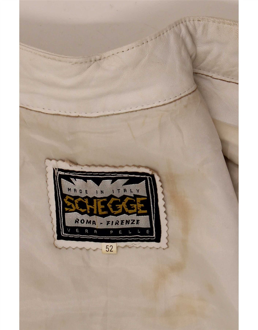Schegge Dame Læder Racer Jakke IT 52 2XL Hvid