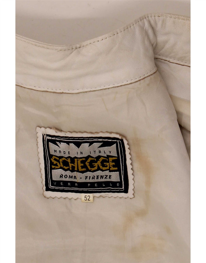 Schegge Dame Læder Racer Jakke IT 52 2XL Hvid