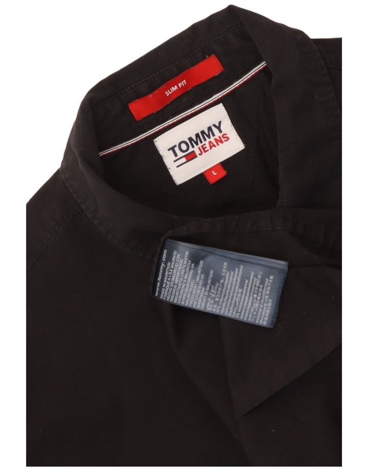 Tommy Hilfiger Herre Slim Fit skjorte Stor sort bomuld