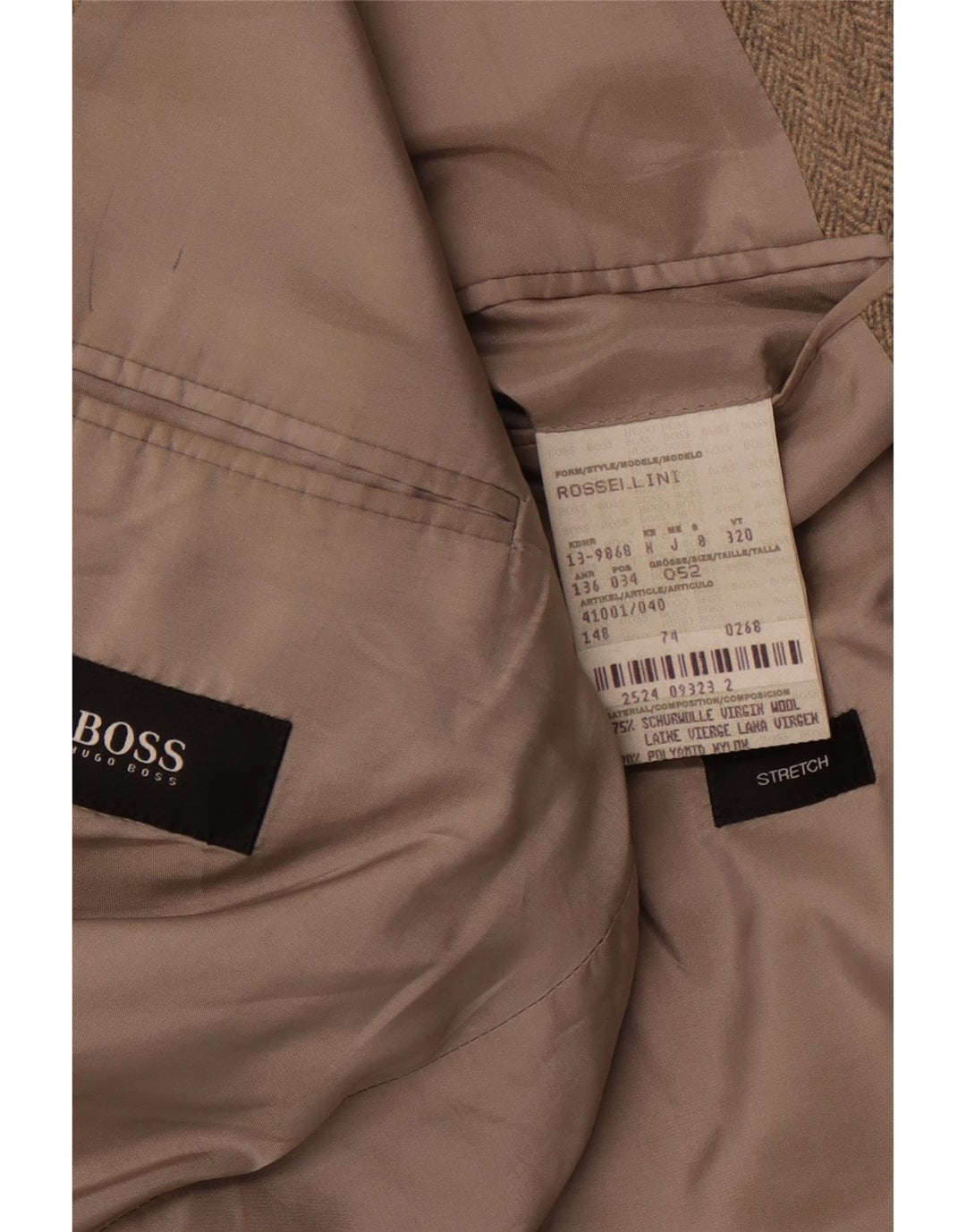 HUGO BOSS Herre Rossellini Blazer Jacket IT 52 XL Brun sildeben