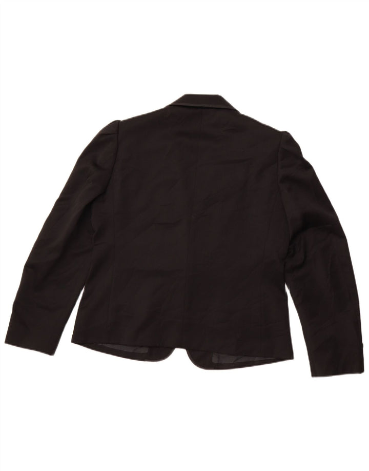 VINTAGE Dame 1-knaps blazerjakke IT 42 Medium Sort Uld