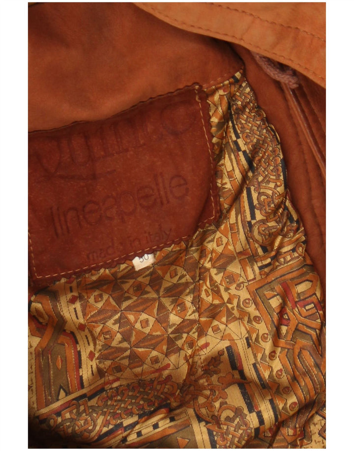 Vintage herre hætte ruskind parkajakke IT 50 stort brunt læder