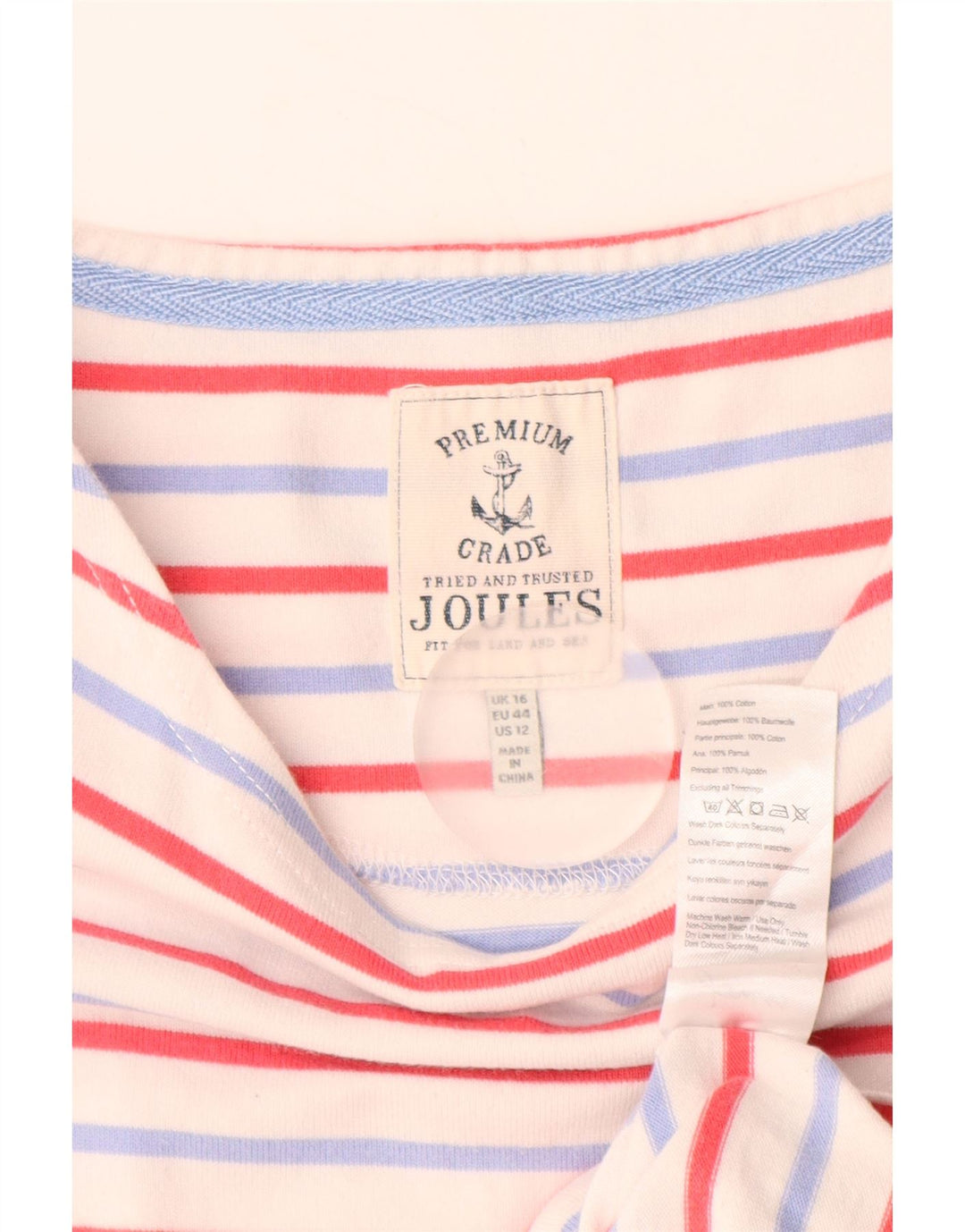 JOULES Dame Ærmeløs T-Shirt Kjole UK 16 Stor hvid stribet bomuld