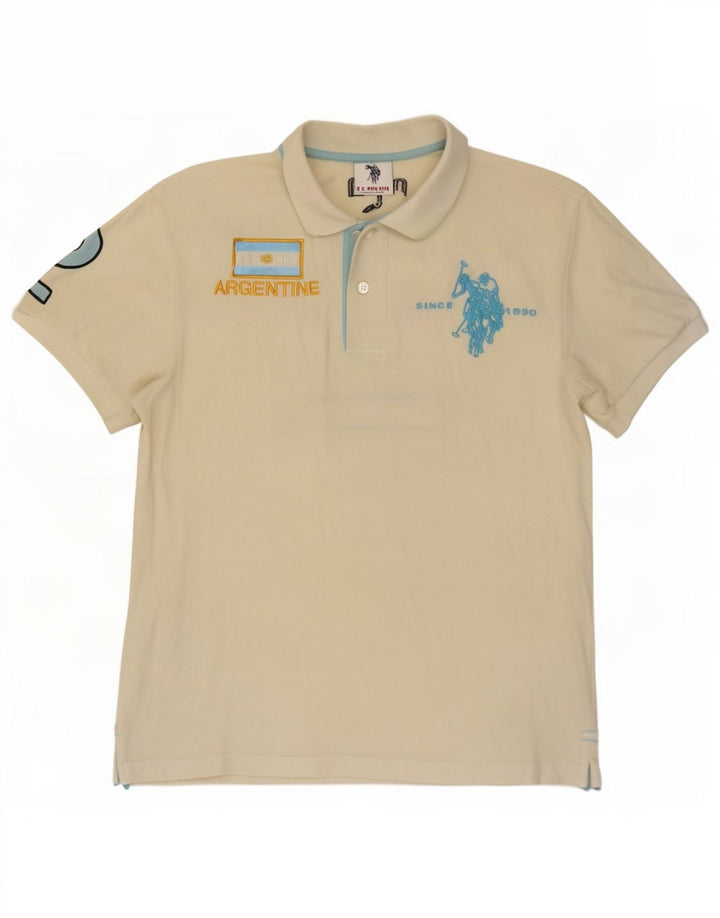 U.S. Polo Assn. Herre grafisk poloshirt Medium Off White Bomuld