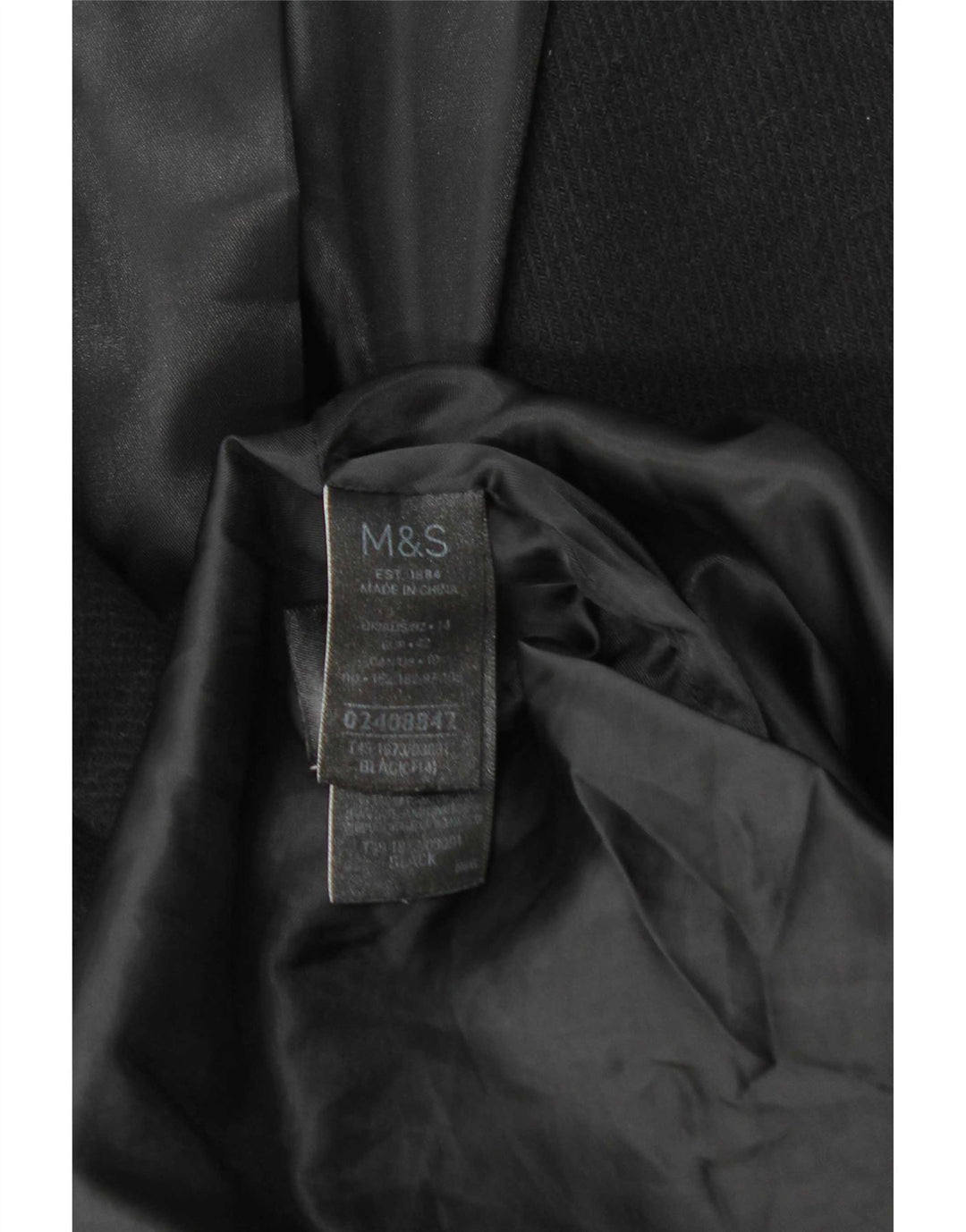 Marks & Spencer Dameoverfrakke UK 14 Stor sort polyester