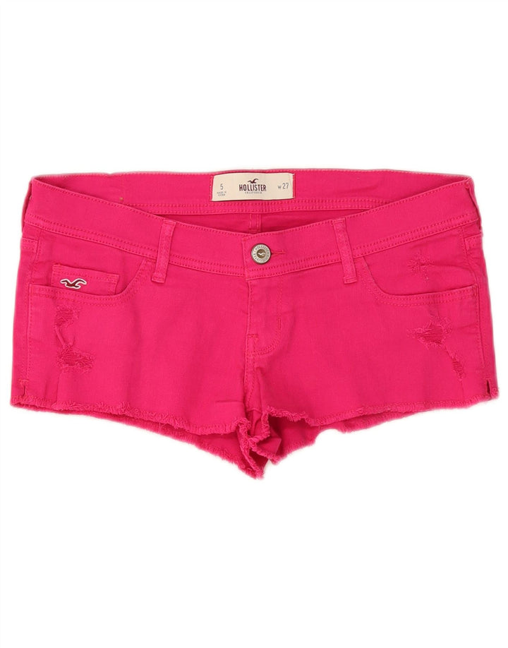 Hollister Dame Denim Distressed Hot Pants US 5 Small W27 Pink
