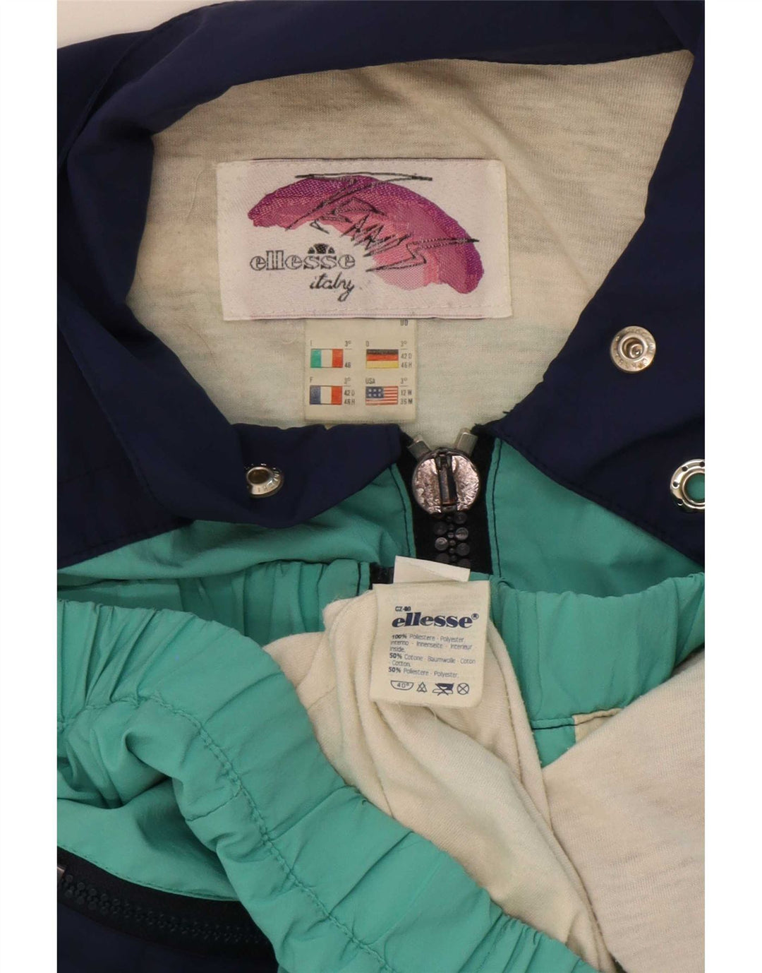Ellesse Dame Tennis Træningsdragt Topjakke IT 46 Stor Turkis Retro