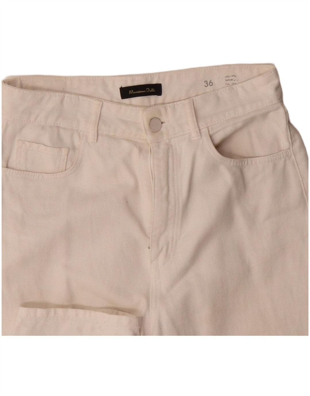 MASSIMO DUTTI Kvinder Højtaljede tilspidsede Jeans EU 36 XS W26 L28 Hvid