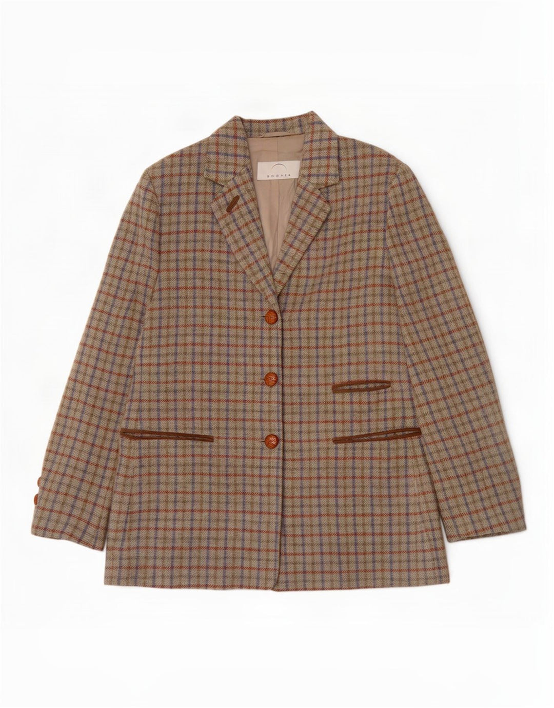 Bogner Dame 3 Button Blazer Jacket UK 14 Large Green Check