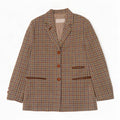 Bogner Dame 3 Button Blazer Jacket UK 14 Large Green Check