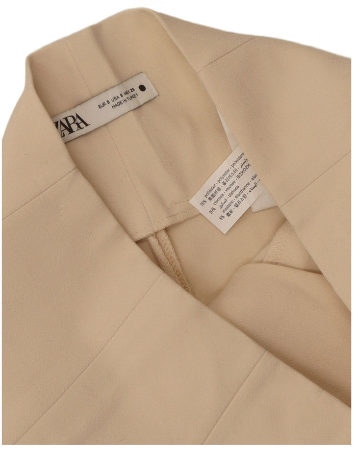 Zara Dame Skinny Trousers Small W26 L28 Beige Polyester
