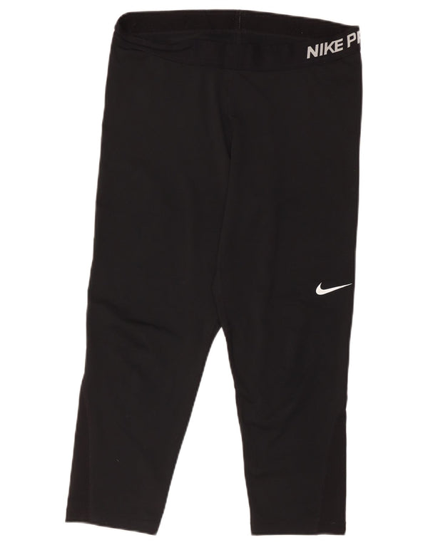 Nike Dame Dri Fit Grafiske Capri Leggings UK 18 XL Sort Polyester