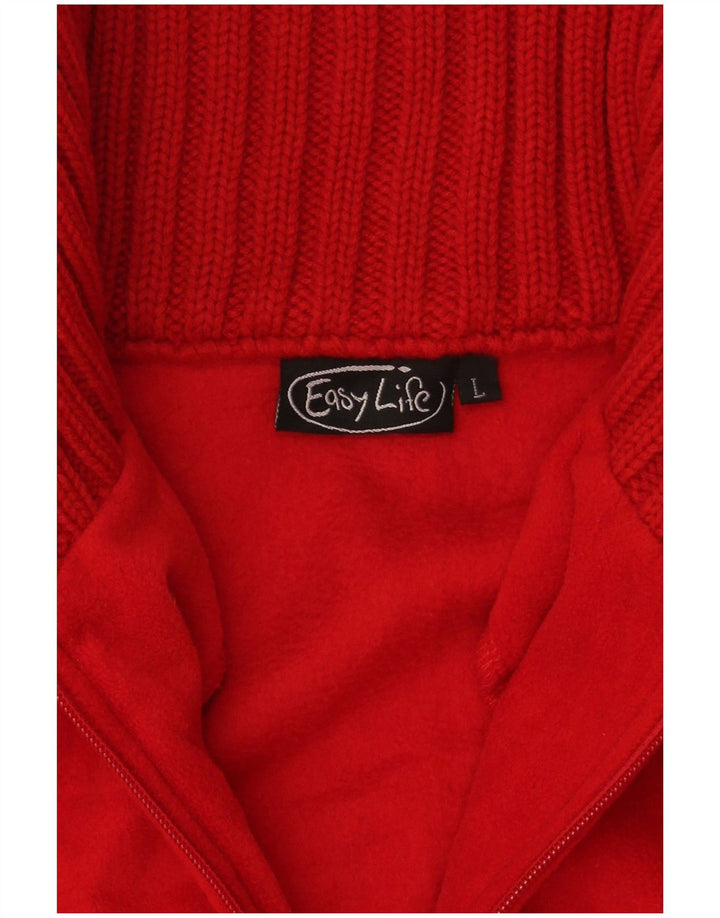 Vintage dame træningsdragt topjakke UK 16 Large Red Fair Isle Polyester