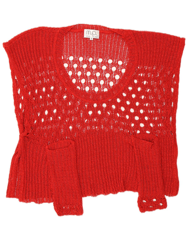 Vintage Kvinders Oversized Crop Top UK 2 2XS Rød