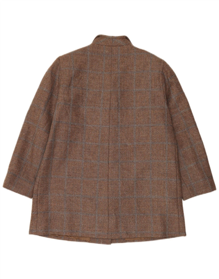 Vintage dame 3-knaps blazerjakke UK 14 Stor brun ternet