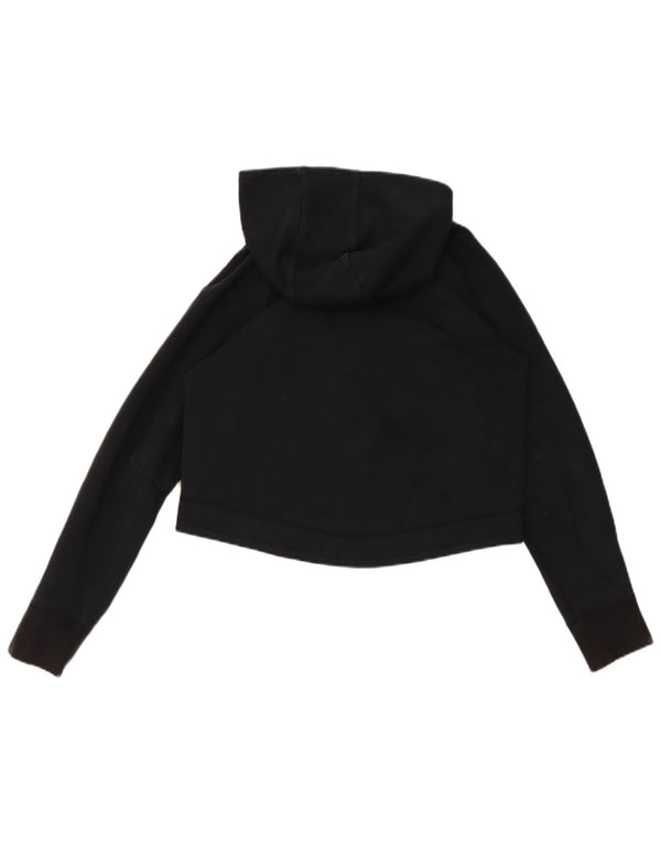 Nike Womens Oversized Zip Hoodie Sweater UK 6 XS Black Cotton