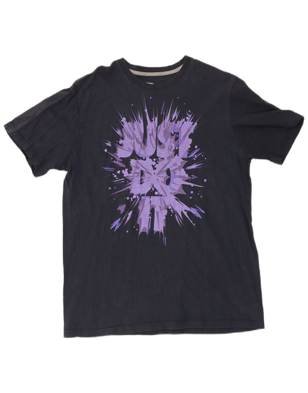 Nike Herre Regular Fit Grafisk T-Shirt Top Stor Sort Bomuld