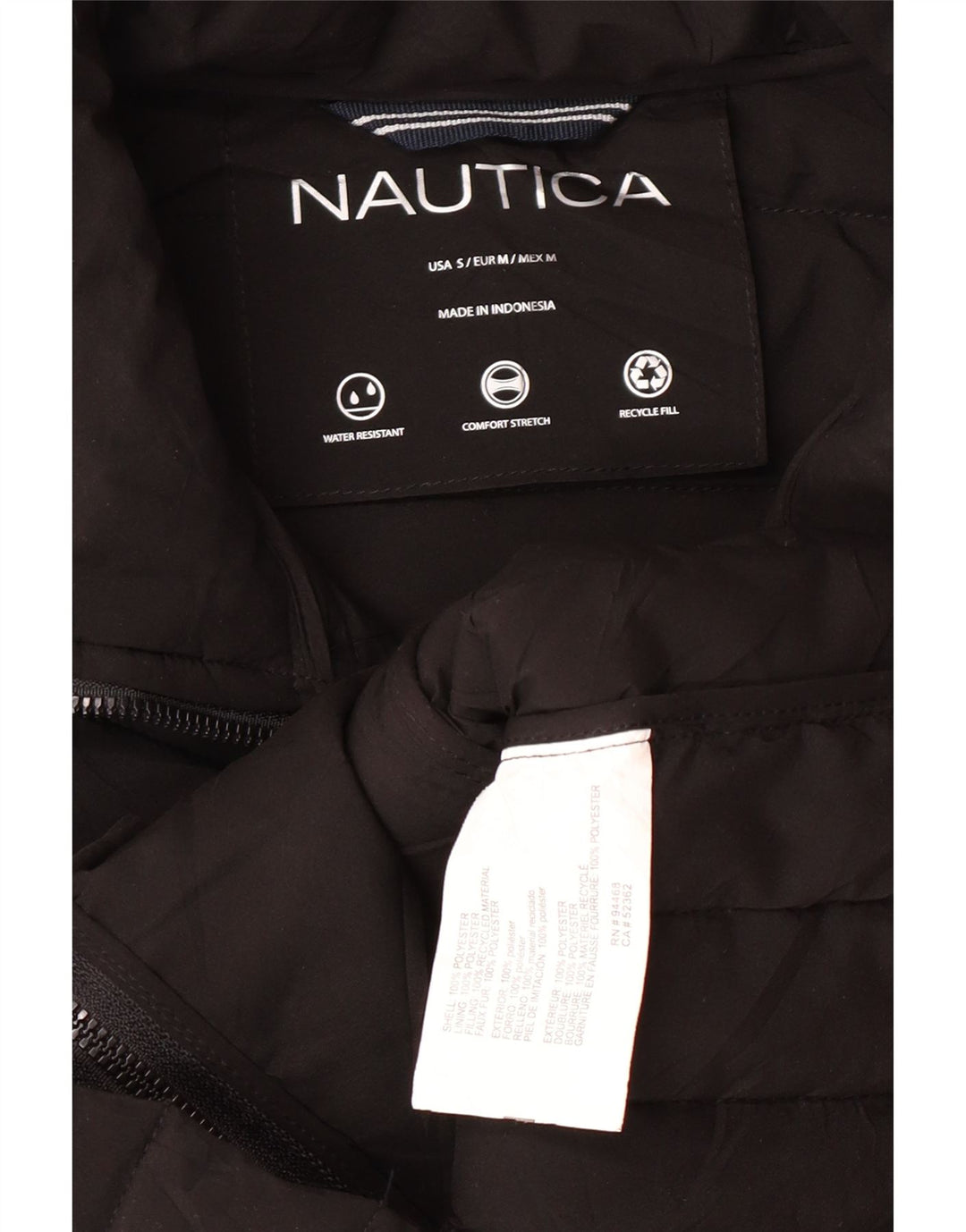 Nautica polstret jakke til kvinder UK 10 Lille sort polyester
